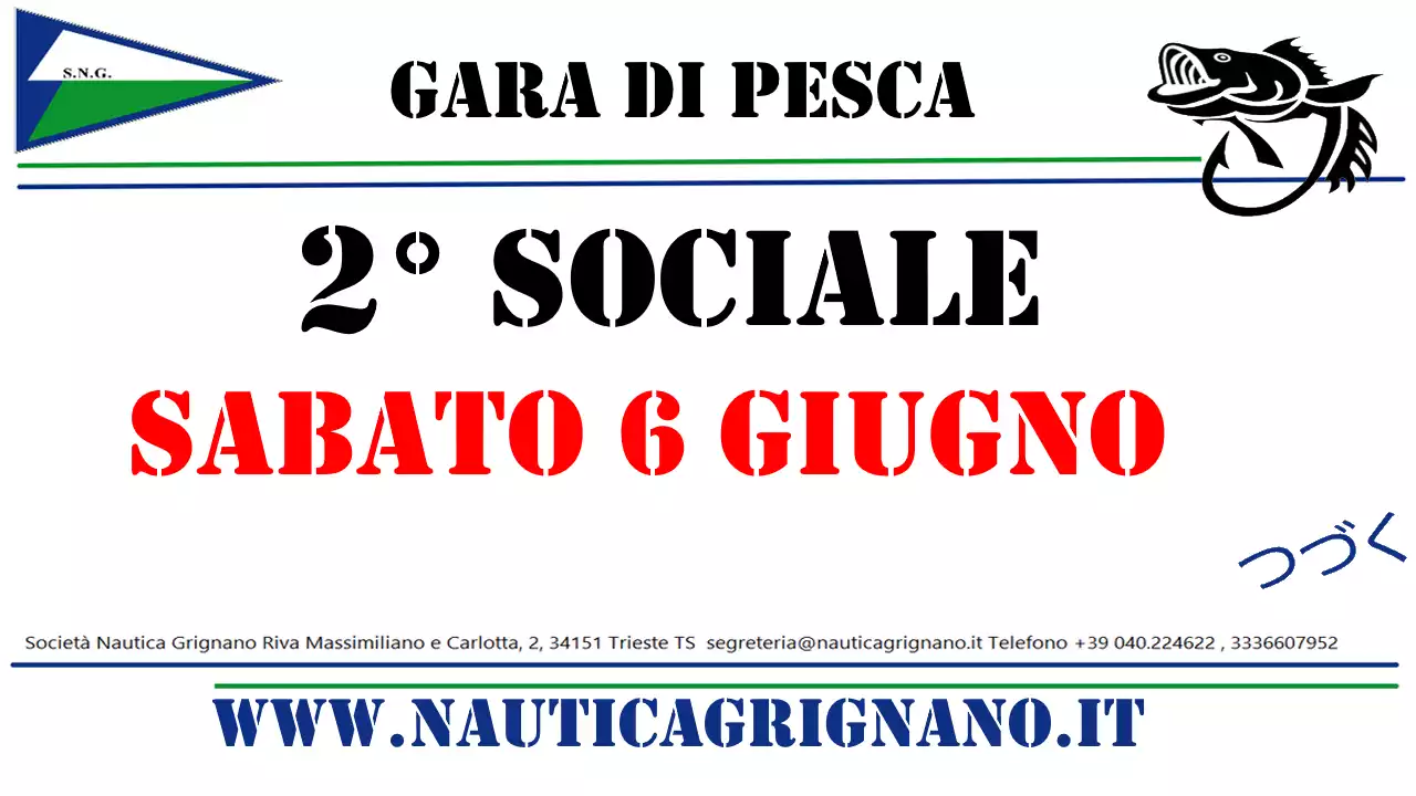 Sabato 6 Giugno 2026, Gara di pesca 2° Sociale 2026