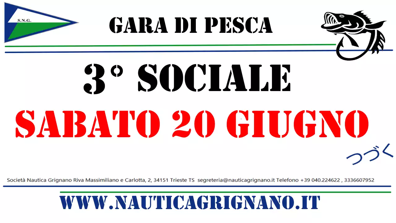 Sabato 20 Giugno 2026, Gara di pesca 3° Sociale 2026